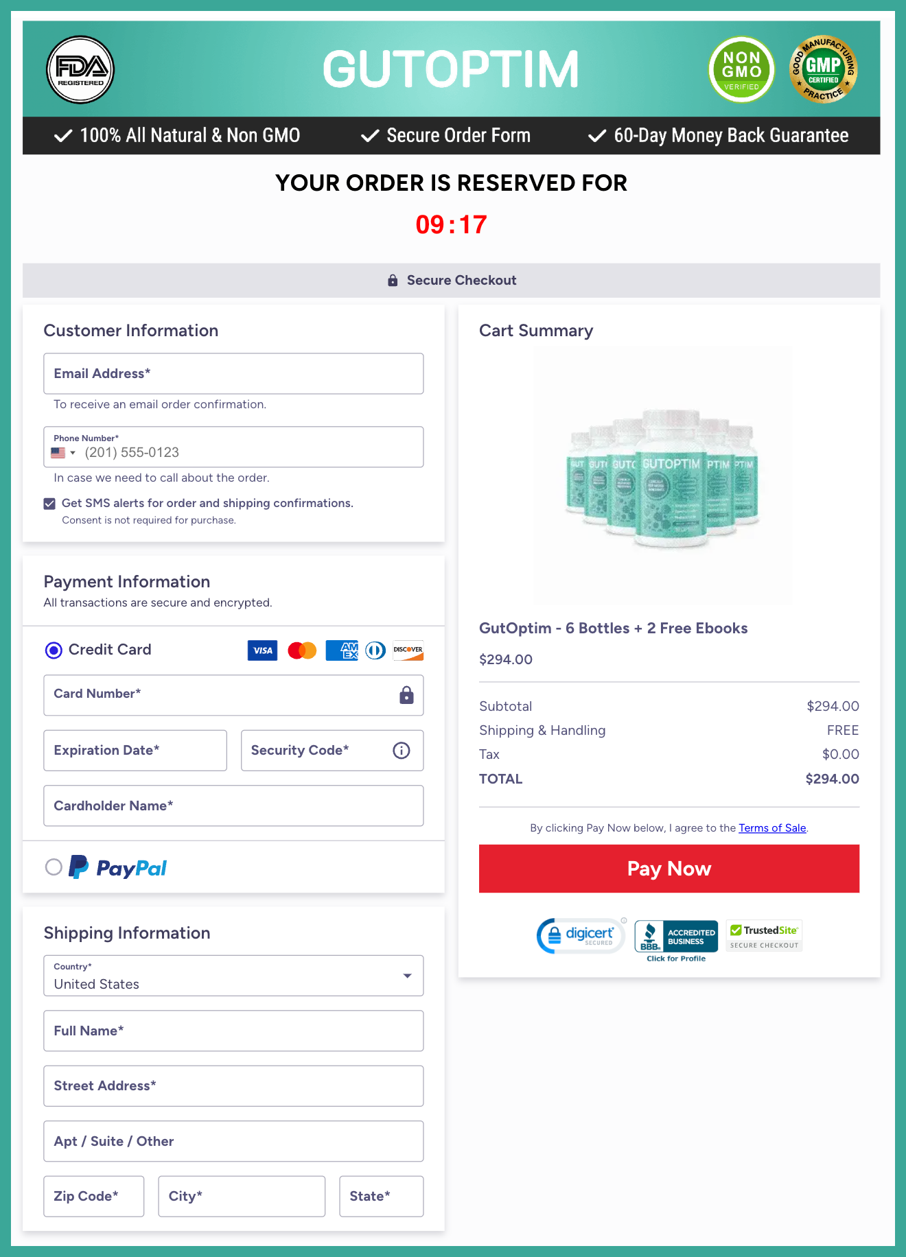 GutOptim Official Website Secure Order Page